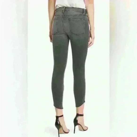 Frame Le Skinny de Jeanne Raw Hem Ankle Women Jeans in Black Grey Kinder Size 27 - Picture 2 of 10